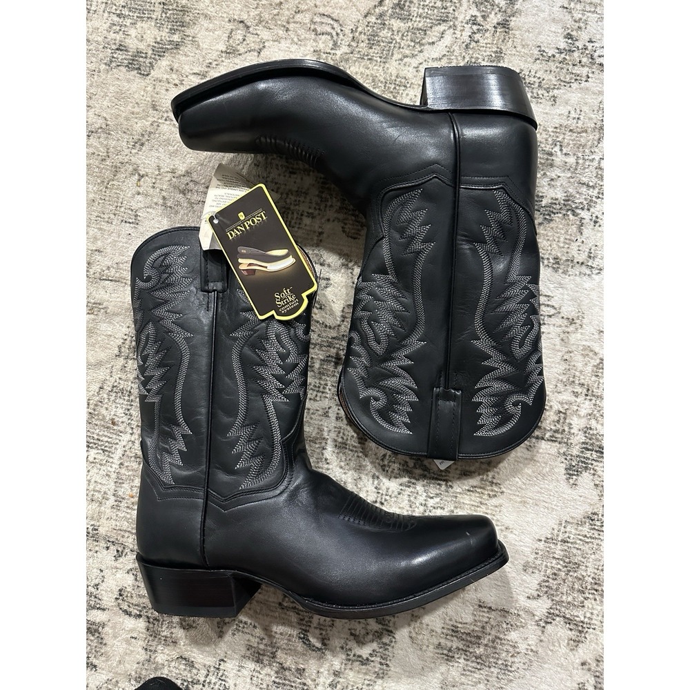 Dan Post Milwaukee Black Leather Square Cutter Toe Western Cowboy Boot 2160 13 D